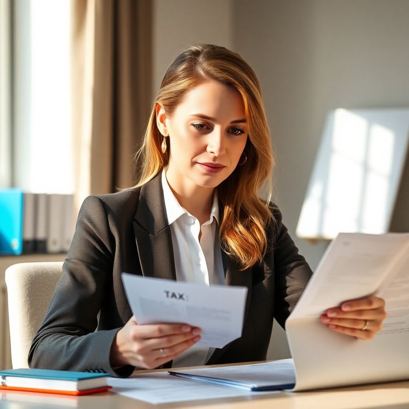 Consultant fiscal analizând documente pentru un client persoană fizică