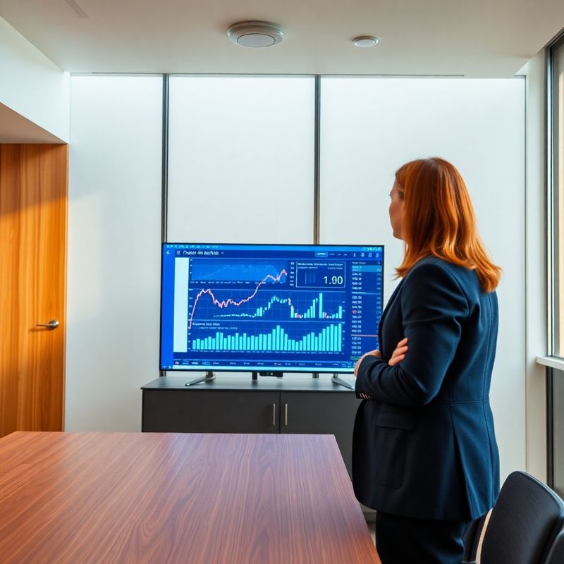 Doi profesioniști analizează grafice financiare într-o sală de conferință modernă