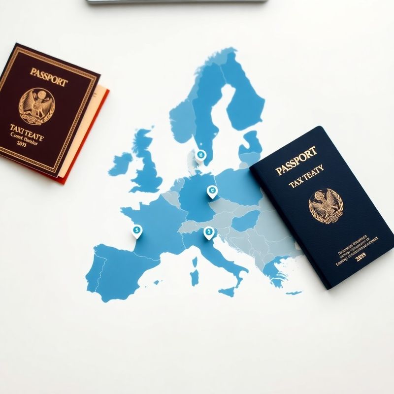 Hartă a Europei cu marcaje pentru tratate fiscale și documente internaționale